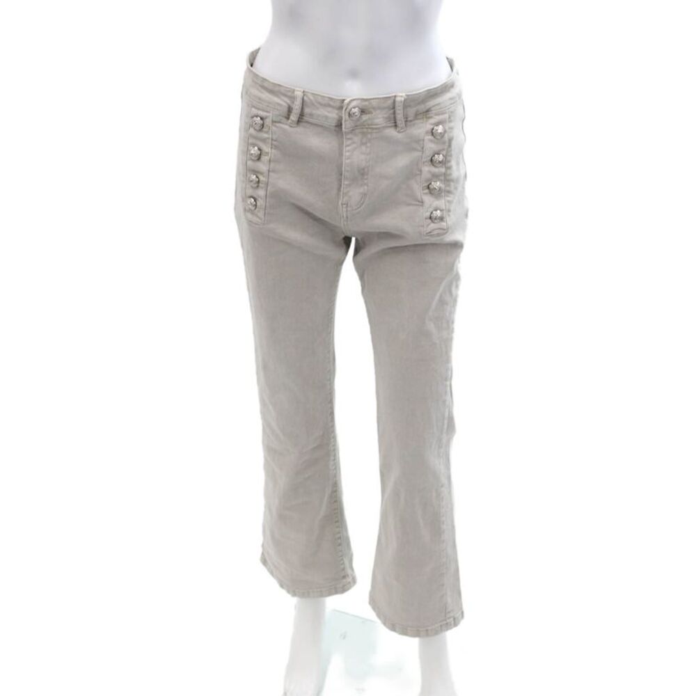 Oo La La Womens Cropped Gray Chino Pants Cotton Mid Rise Size L